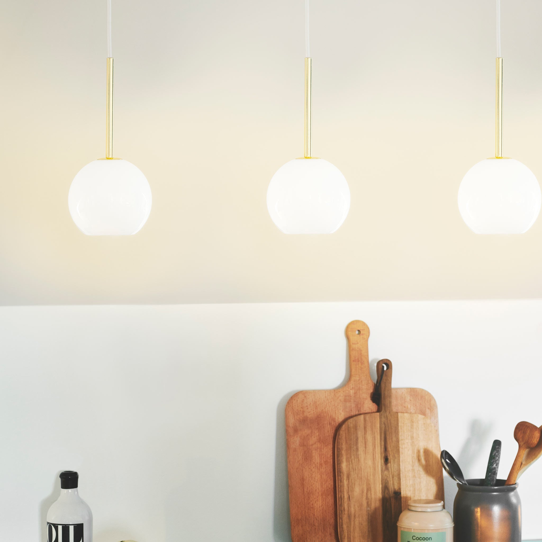 Franca 13 Pendant Light, Brass/Opal