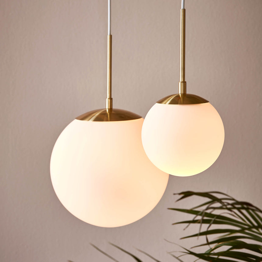 Nordlux Grant Frosted Glass Globe Pendant Light - -Lampsy