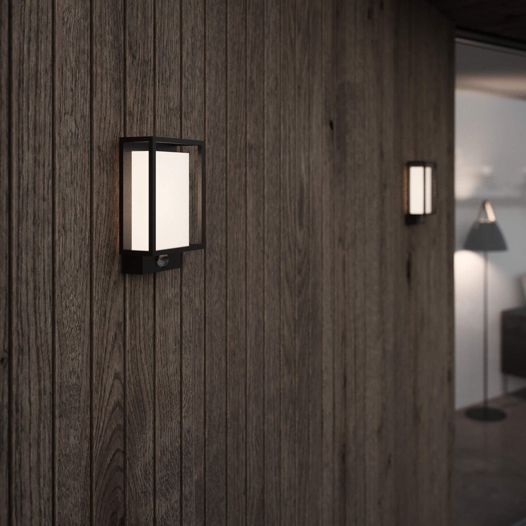 Nestor Sensor LED Outdoor Wall Light, Black/Opal