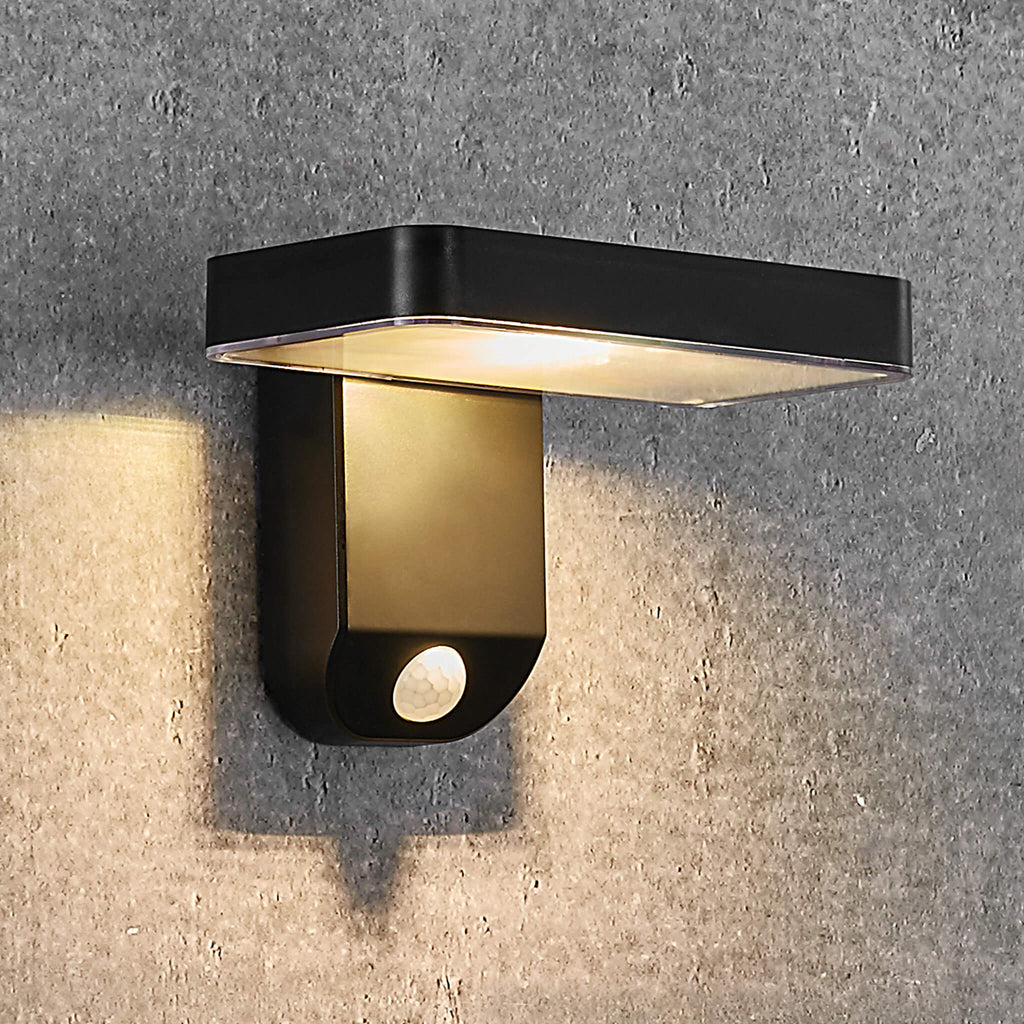 Rica Square LED Outdoor Solar Wall Light, Black