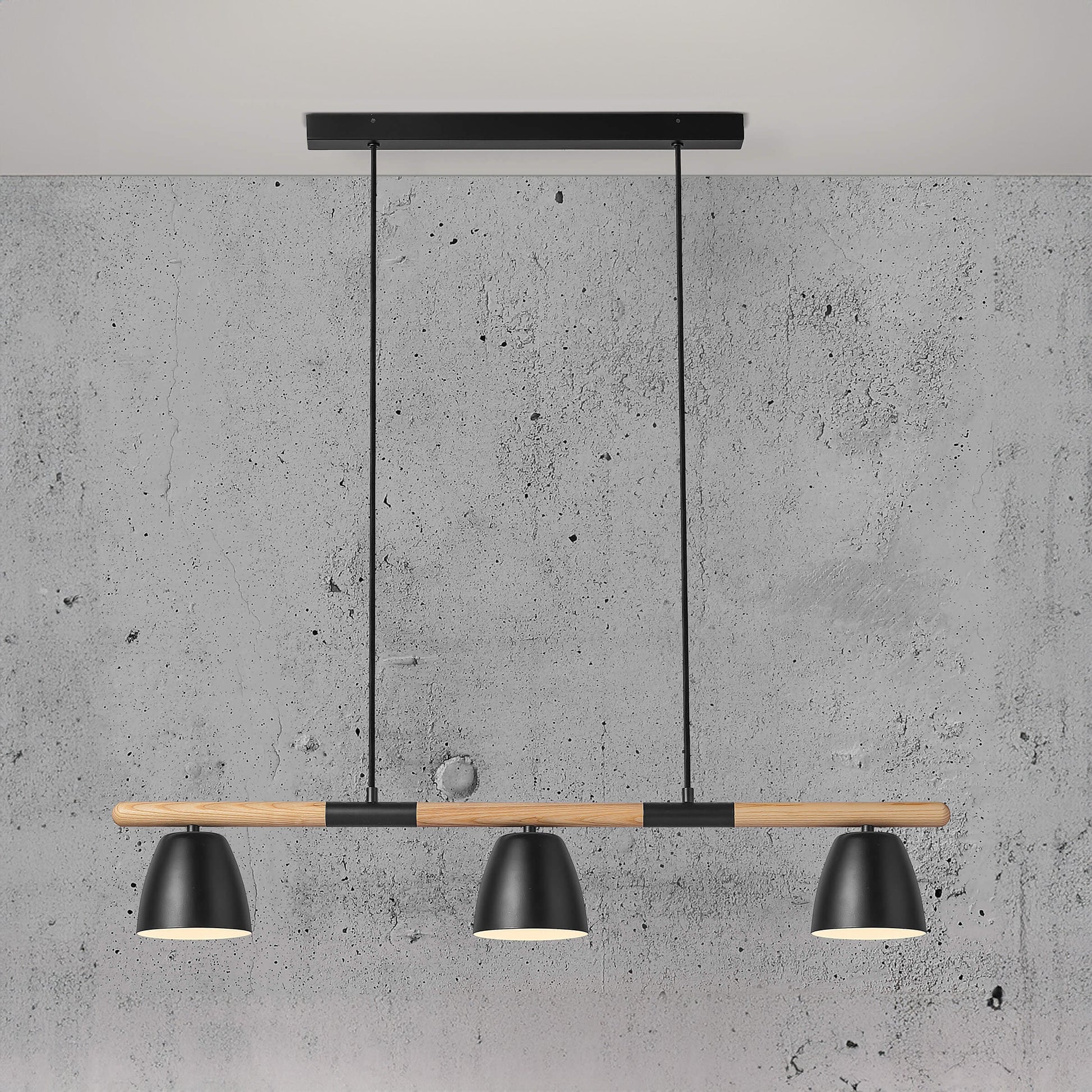 Theo 3 Light Island Pendant Light, Black/Brown