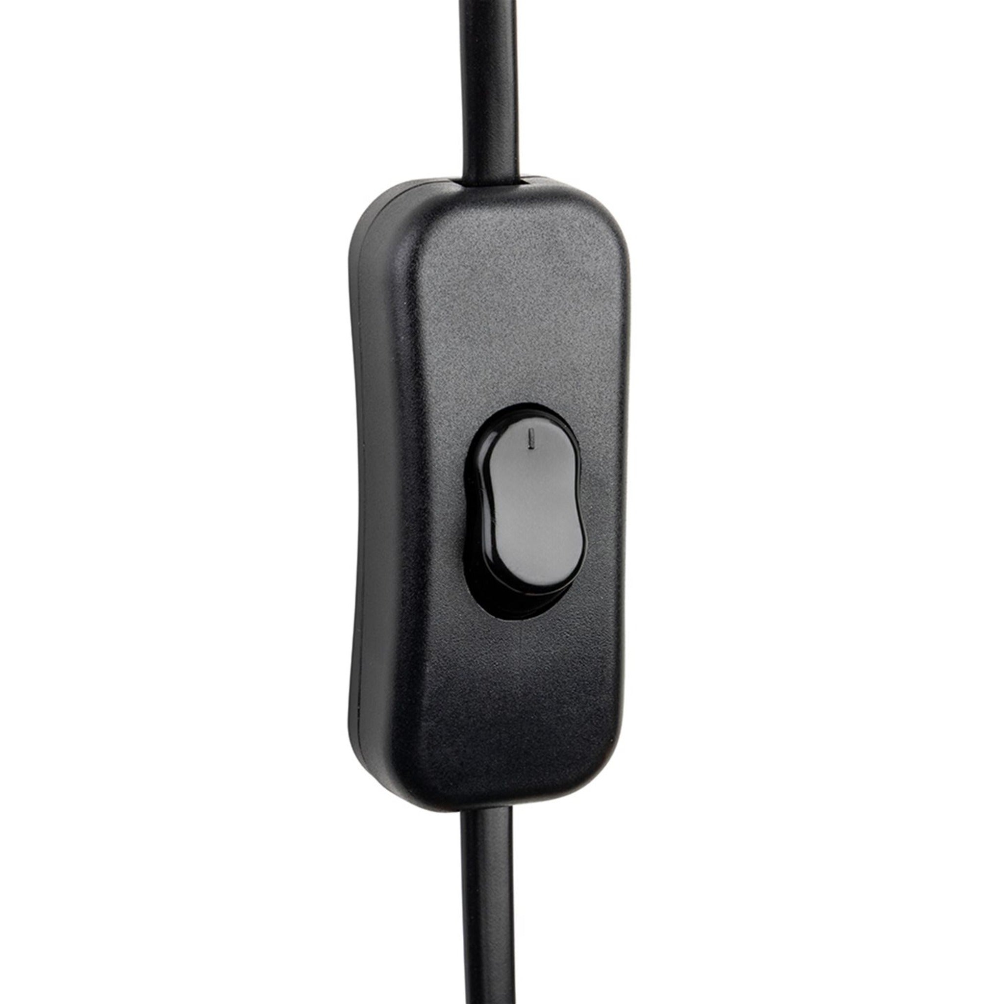 Close-up of the black in-line cord switch on the Nyla Plug-In Dome Wall Light