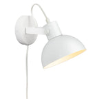 Nyla Plug-In Dome Wall Light in white, angled view showing the tilting dome shade