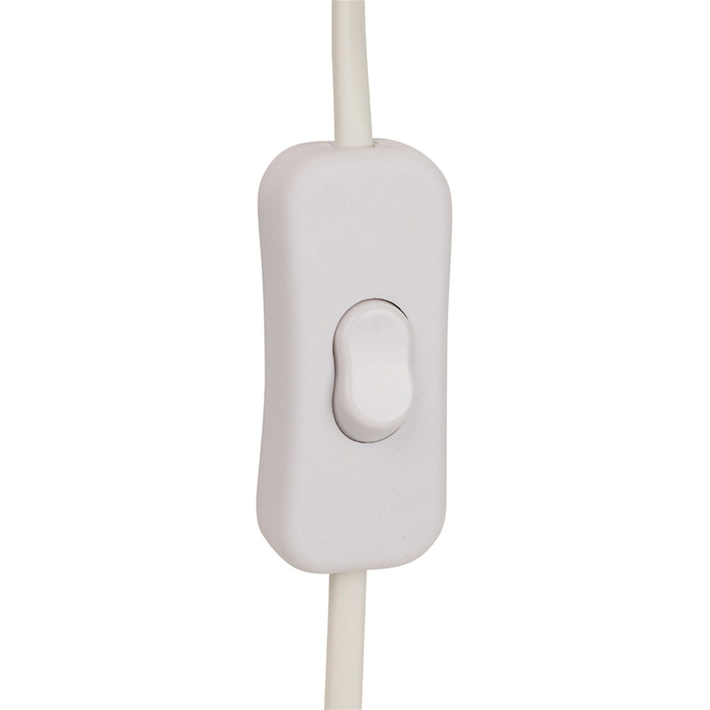 Close-up of the white in-line cord switch on the Nyla Plug-In Dome Wall Light