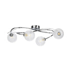 Orla Swirl Globe 4 Light Flush Ceiling Light in chrome, side view showing the shallow 18cm drop