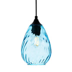 Orla Teardrop Glass Pendant in aqua glass, angled view