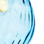 Close detail of the rippled aqua glass shade on the Orla Teardrop Glass Pendant