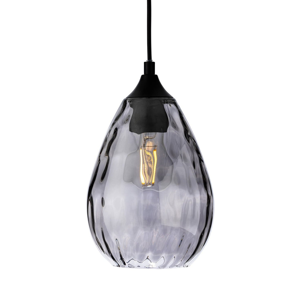 Orla Teardrop Glass Pendant in smoked glass, angled view