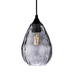 Orla Teardrop Glass Pendant in smoked glass, angled view