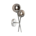 Ripley Glass Globe 2 Light Wall Light in chrome, side view showing the 13cm projection