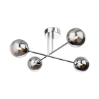 Ripley Glass Globe 4 Light Semi-Flush Ceiling Light in chrome with smoked glass, angled view
