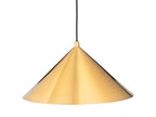 Rowan Conical Pendant in brushed brass, angled view showing the cone profile