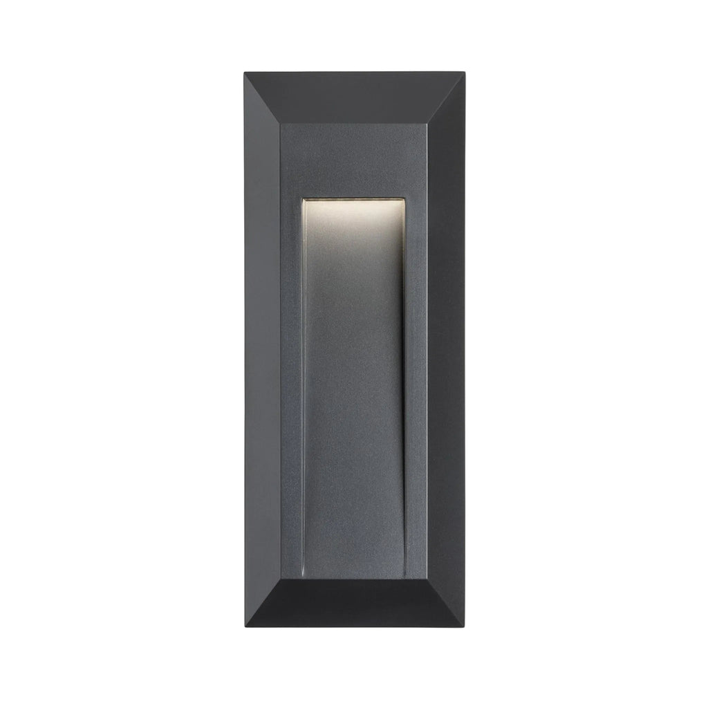Selsey Oblong LED Wall & Step Light in graphite, front view unlit showing the bevelled resin surround