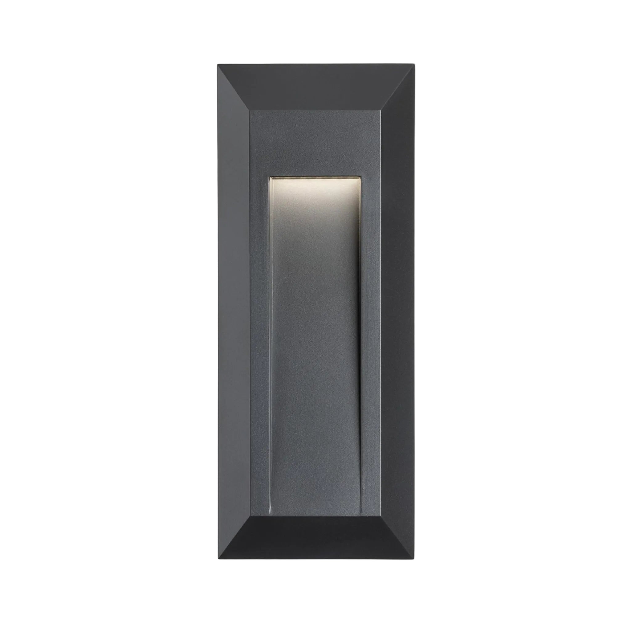 Selsey Oblong LED Wall & Step Light in graphite, front view unlit showing the bevelled resin surround