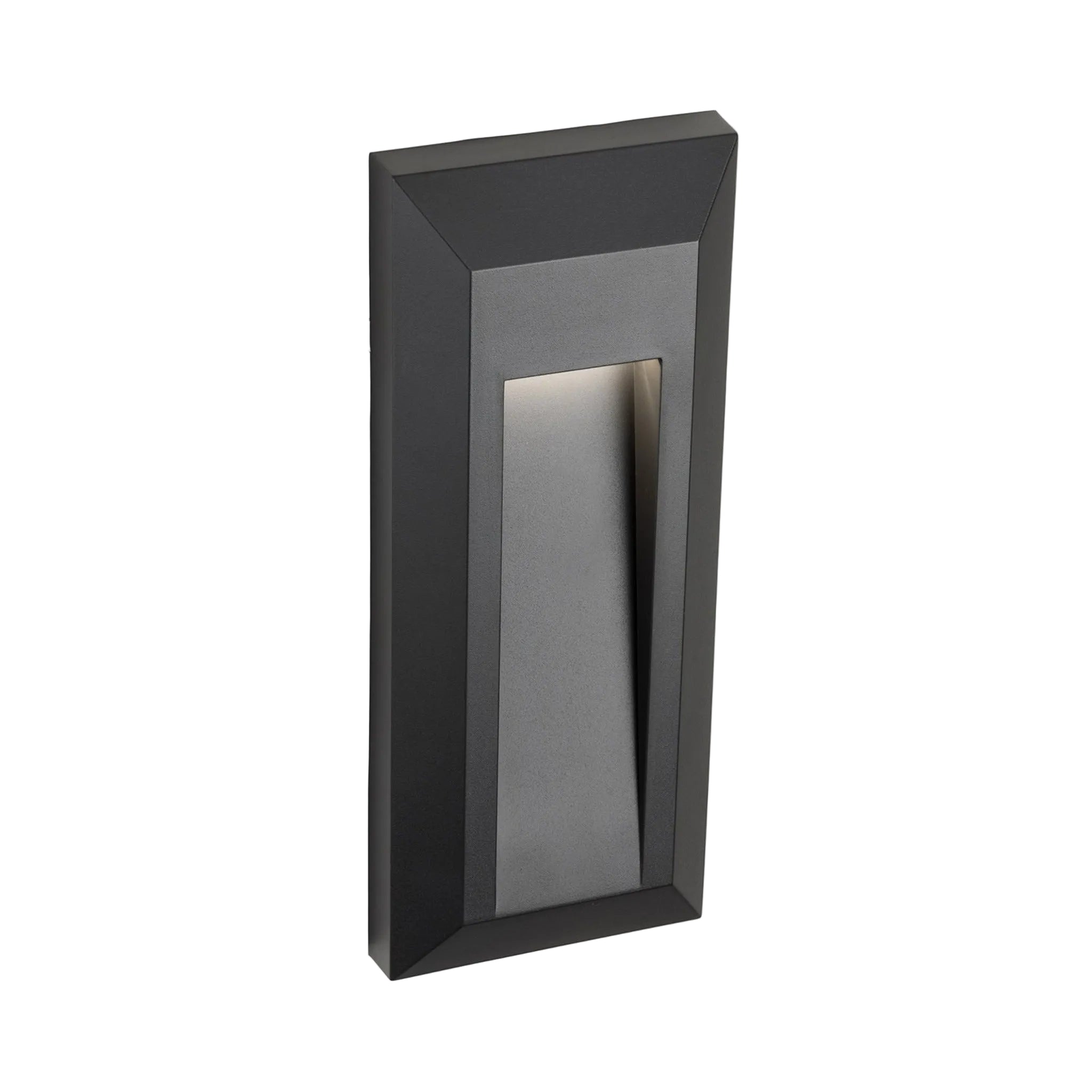 Selsey Oblong LED Wall & Step Light in graphite, angled view showing the shallow 2.7cm projection