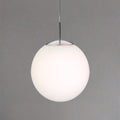 35cm globe pendant light with opal glass shade and brushed steel metalwork