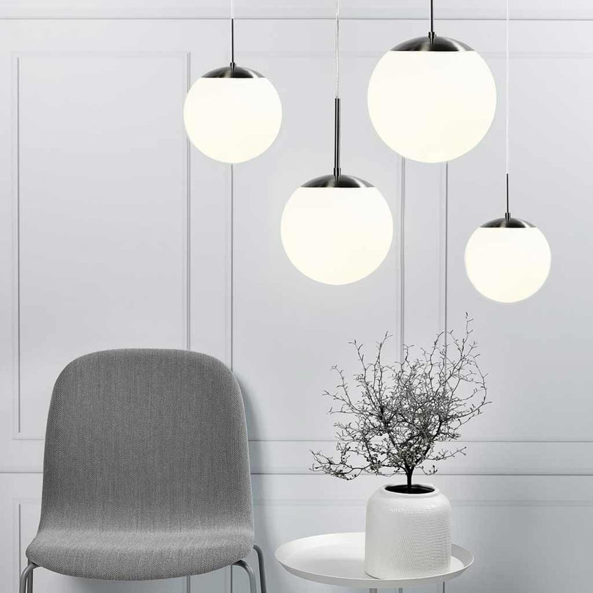 Nordlux Cafe 15 Pendant Light - Opal/Chrome - Ceiling Lights - Lampsy