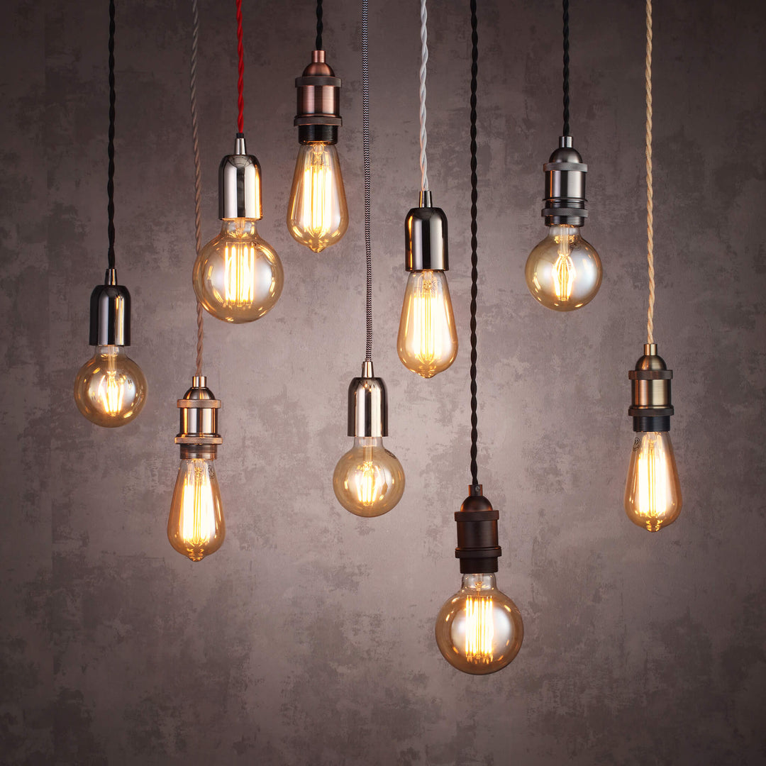 Lampsy Lumit Edison Pendant Light - Polished Nickel - -Lampsy