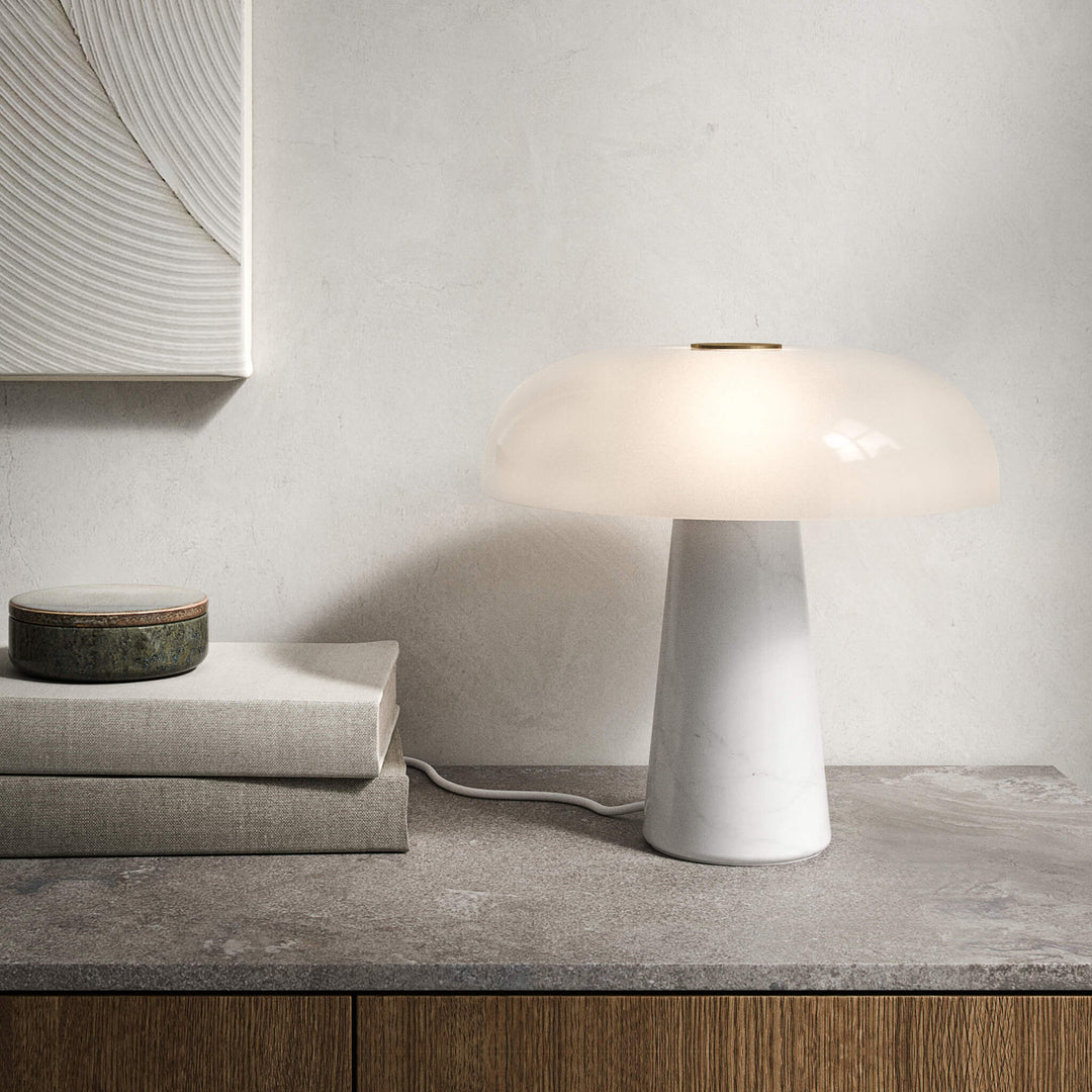 Nordlux Glossy White Marble Table Lamp - -Lampsy
