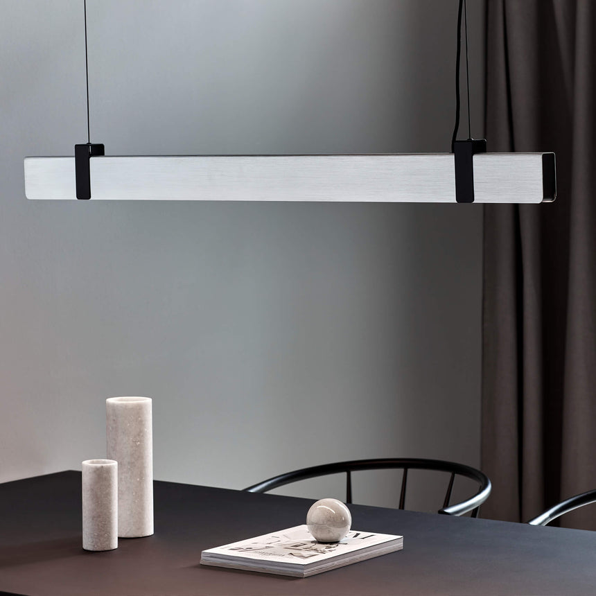 Nordlux Lilt 115 Linear Pendant Light - Brushed Steel-Lampsy