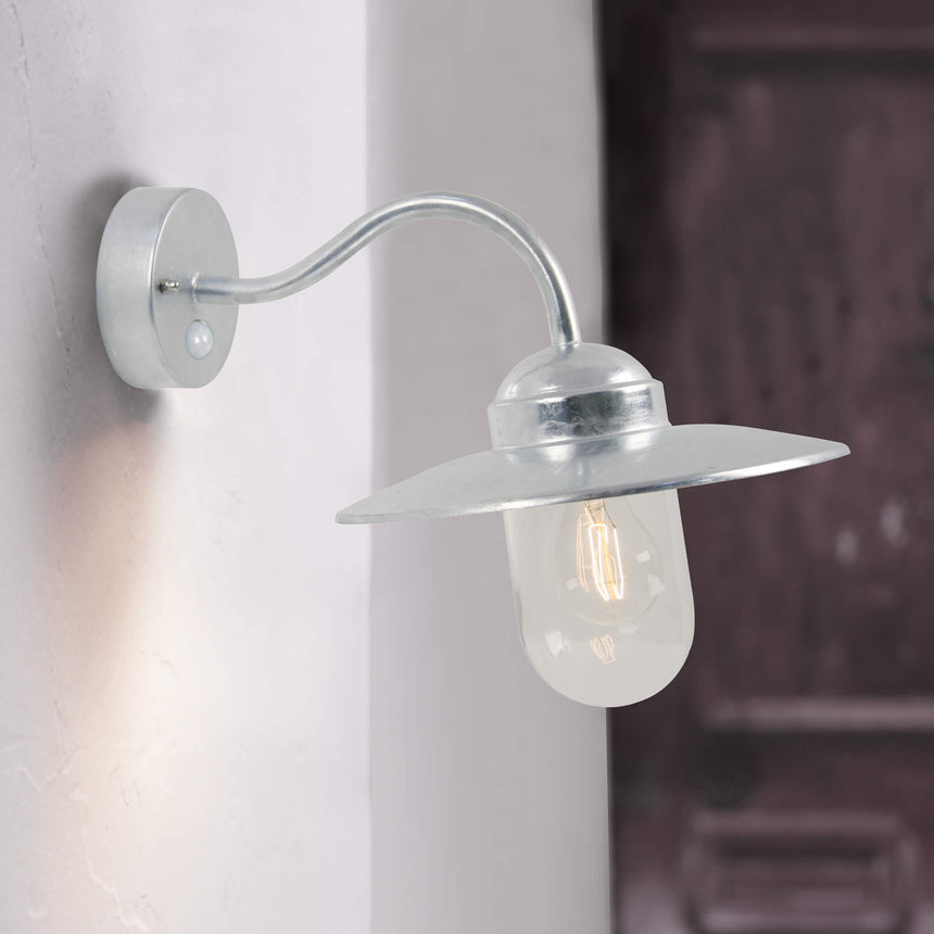 Nordlux Luxembourg Swan Neck Wall Sensor Light - Galvanised - -Lampsy
