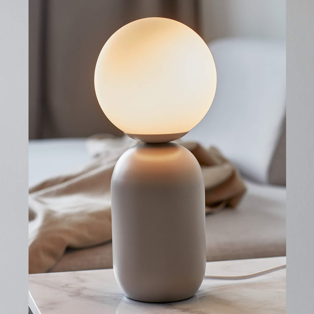 Nordlux Nordlux Notti Frosted Glass Globe Table Lamp - Grey-Lampsy