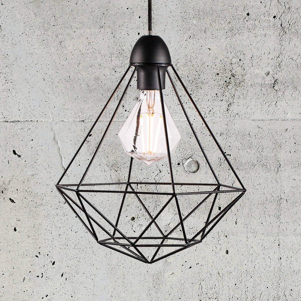 Nordlux Tees Geometric Cage Wire Pendant Light - Black - -Lampsy