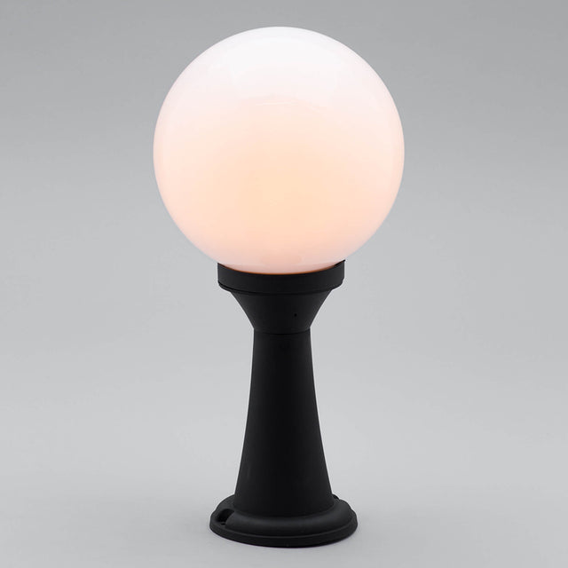 Forum York Opal Globe Pedestal Light - Black - -Lampsy